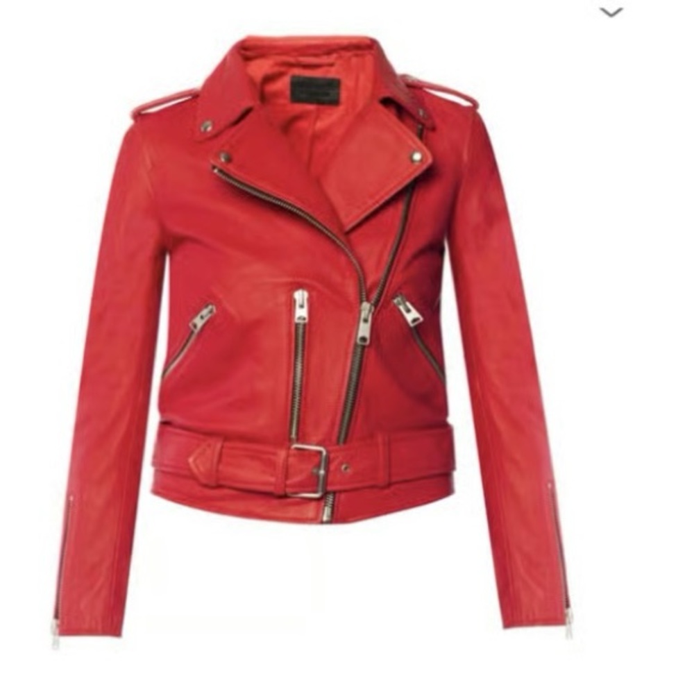 All Saints Balfern Red Leather Jacket size 4